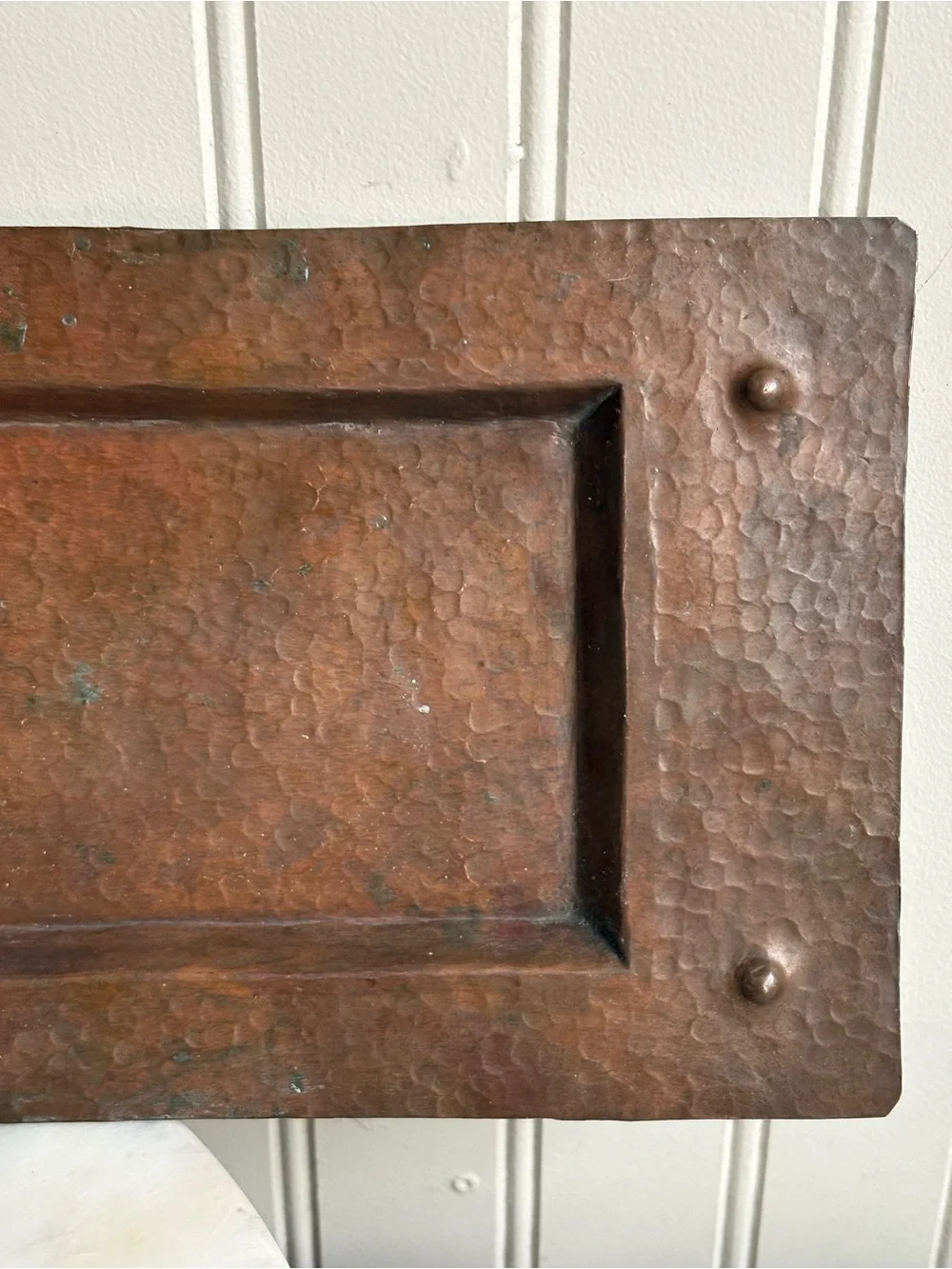 Vintage Hammered Copper Low Profile Rectanglular Decorative Tray Collectible VTG